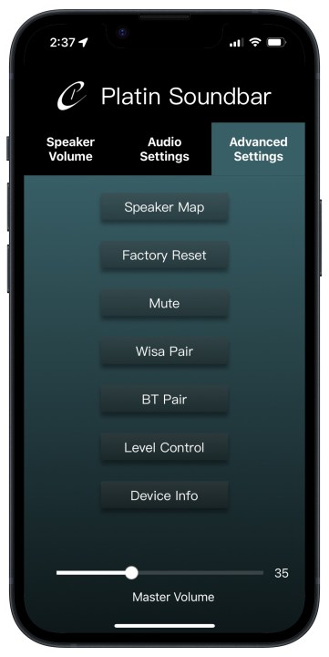 App Platin Audio Milano per impostazioni avanzate iOS.