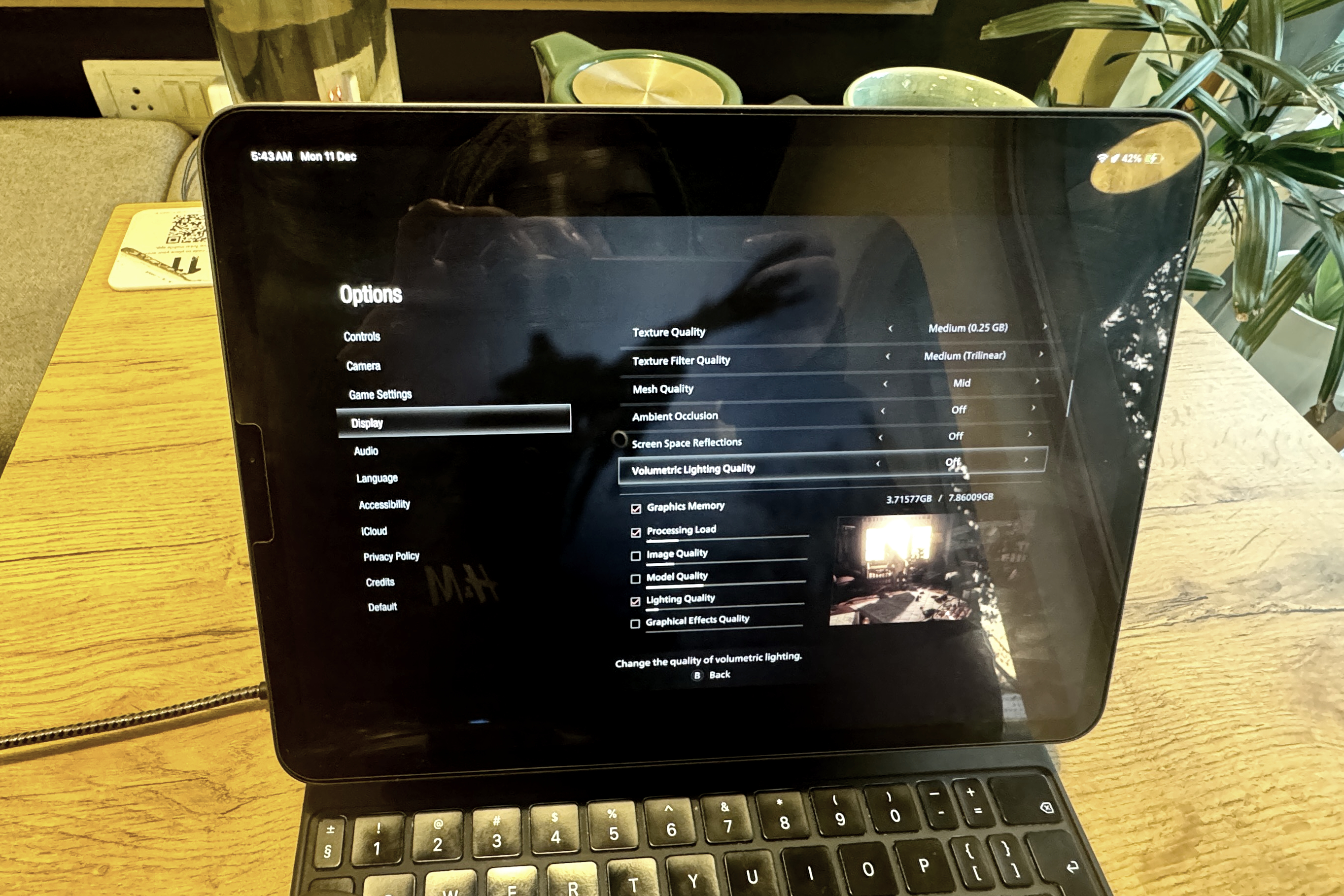Настройки графики в Resident Evil Village на iPad Pro. 