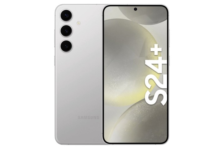 Render of the Samsung Galaxy S24 Plus in silver.