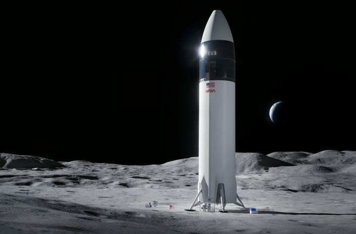 Cómo se verá el vehículo Starship HLS de SpaceX en la Luna.