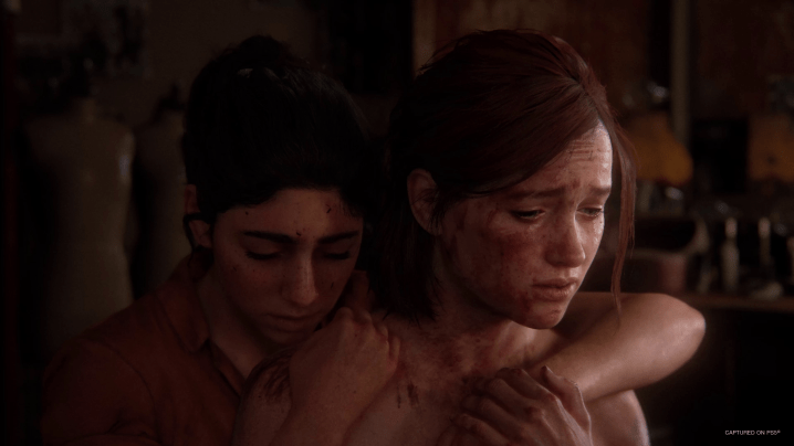 Dina and Ellie hug in The Last of Us Part 2 Remastered.