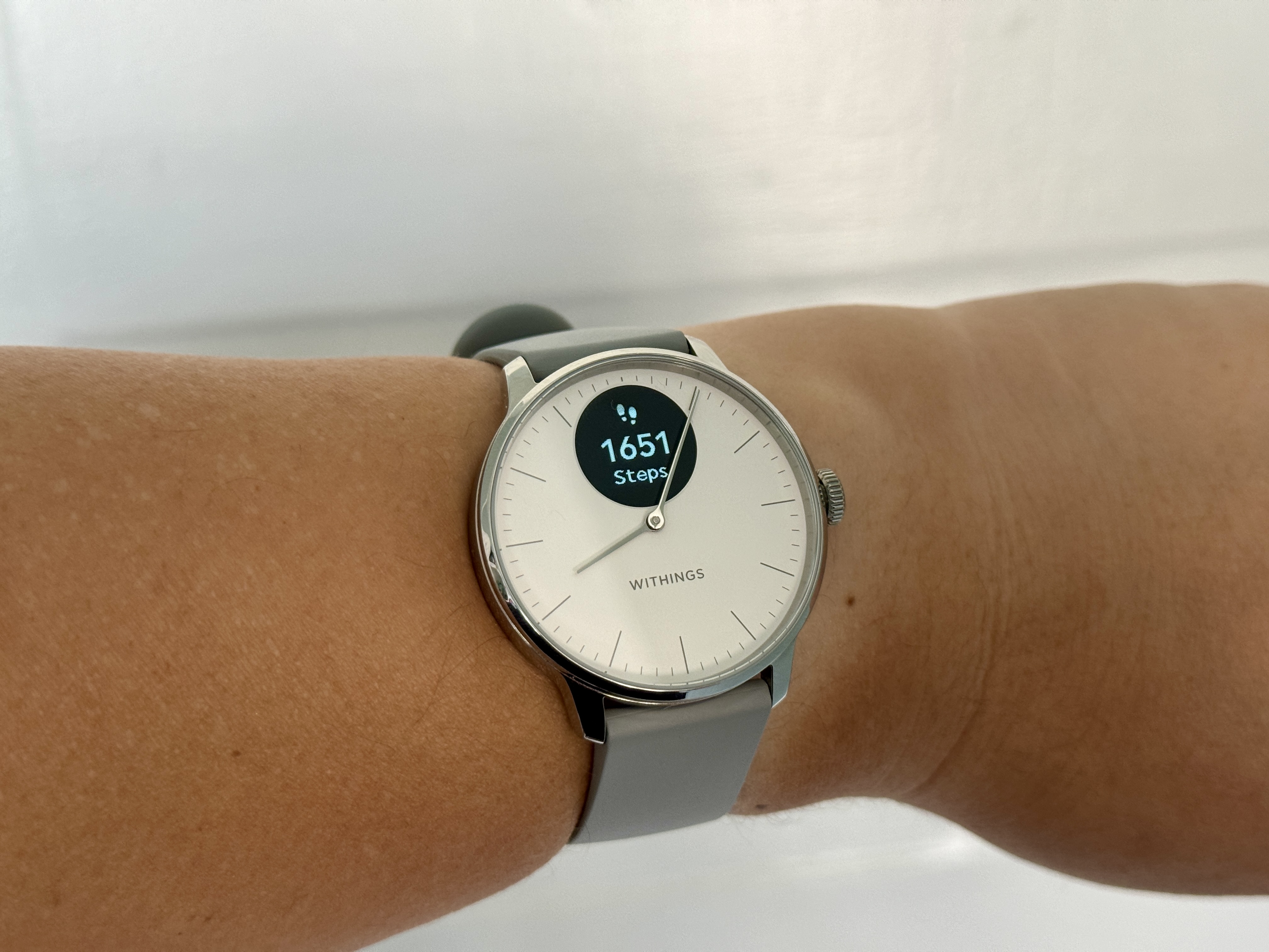 Withings ScanWatch Light watch face showing steps.