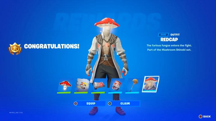 The Redcap outfit and rewards.