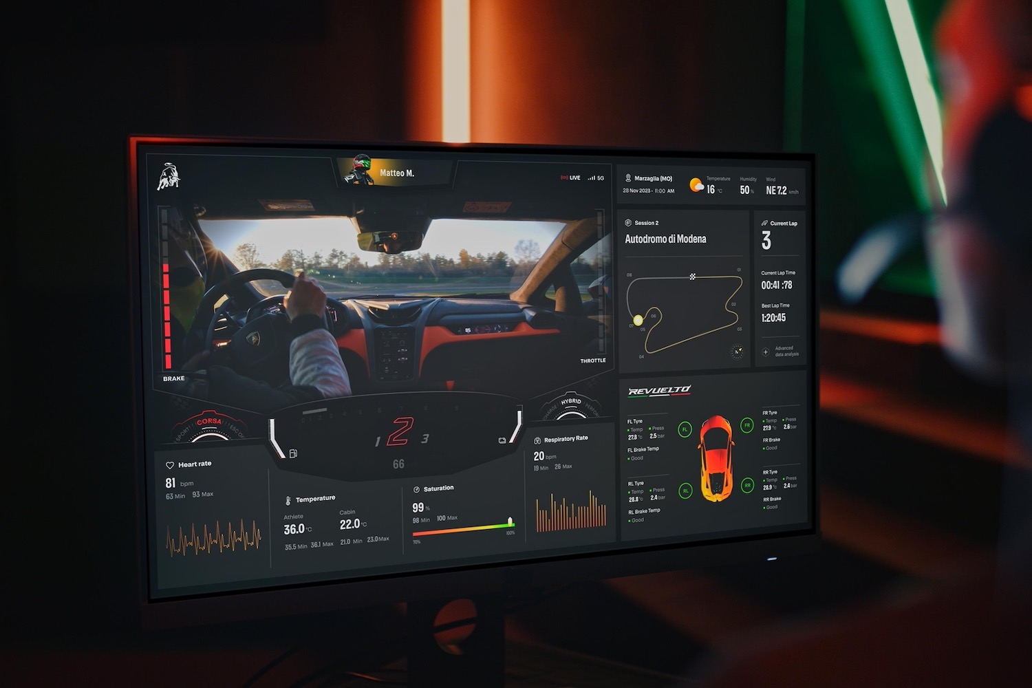 Data readout from the Lamborghini Telemetry X concept.
