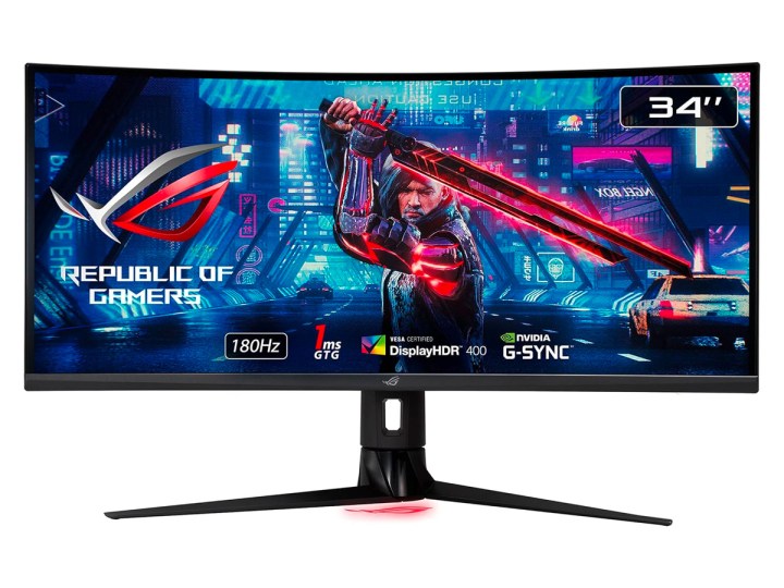 The ASUS ROG Strix XG349C ultrawide gaming monitor against a white background.