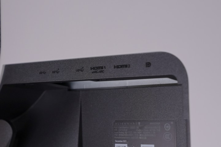 The eARC port shown on the back of the Alienware 32 QD-OLED.