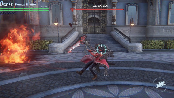 Dante swinging his sword at a demon in Devil May Cry Peak of Combat