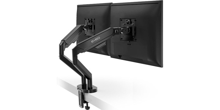 The EVEO Dual Monitor Stand on a white background.