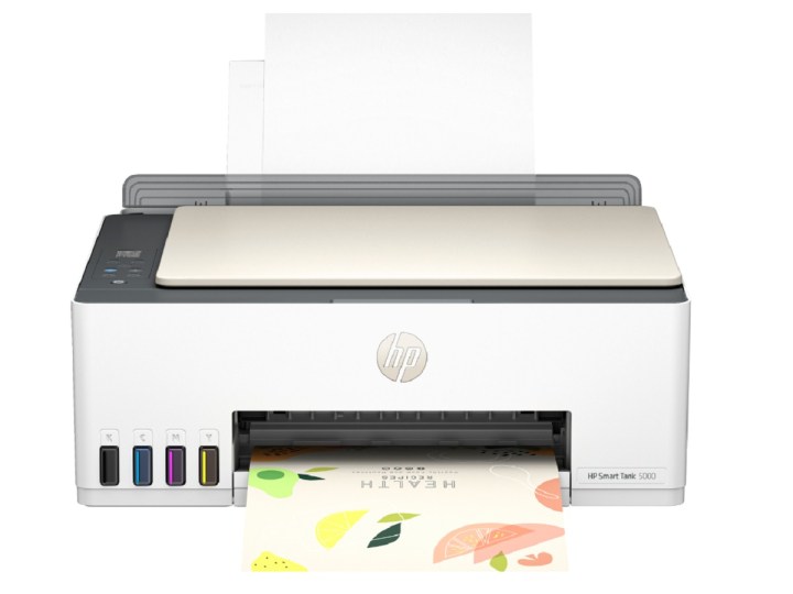 The HP Smart Tank 5000 all-in-one printer on a white background.