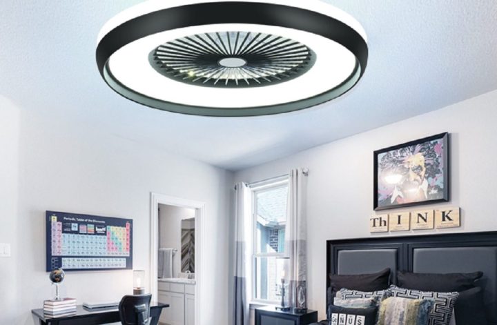 The Humhold Smart Ceiling Fan Light in the bedroom.