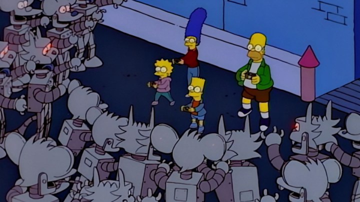 Los Simpson se enfrentan a robots renegados.