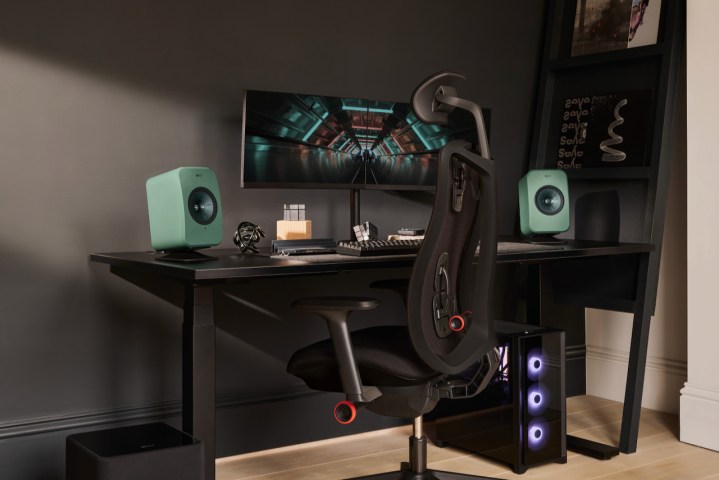 The KEF LSX II LTs connected to a gaming setup.