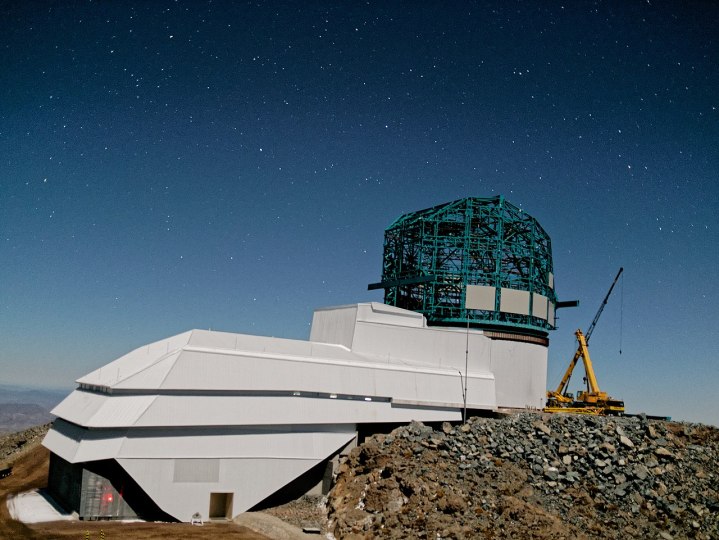 The Vera C Rubin Observatory in Chile is depicted half built in 2019.