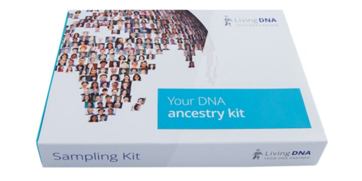 A LivingDNA DNA test kit box.