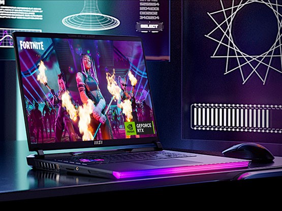 MSI Raider GE78 HX gaming laptop for Fortnite product image.