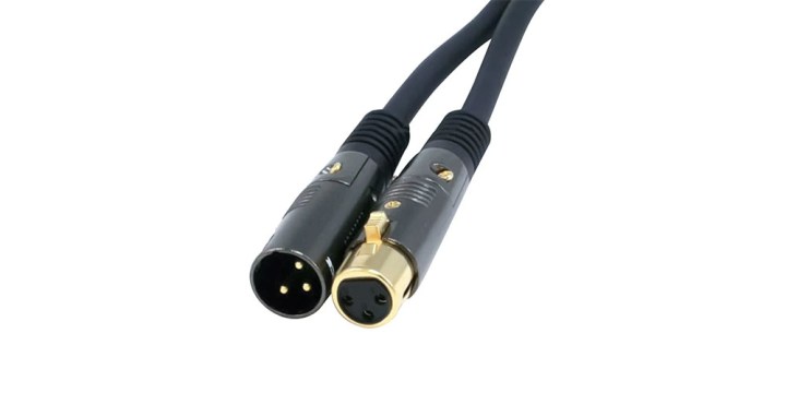 The Monoprice 25ft Premier Series XLR Male to XLR Female Cable on a white background.