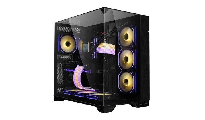 A rendering of the Lian Li O11 Vision PC case on a white background.