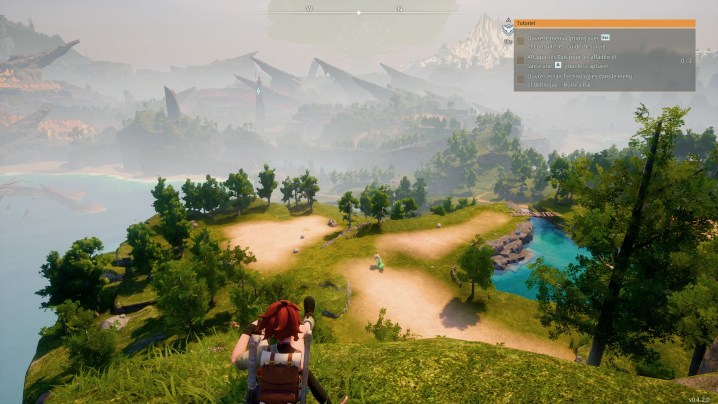 A player overlooking the landscape in Palworld.