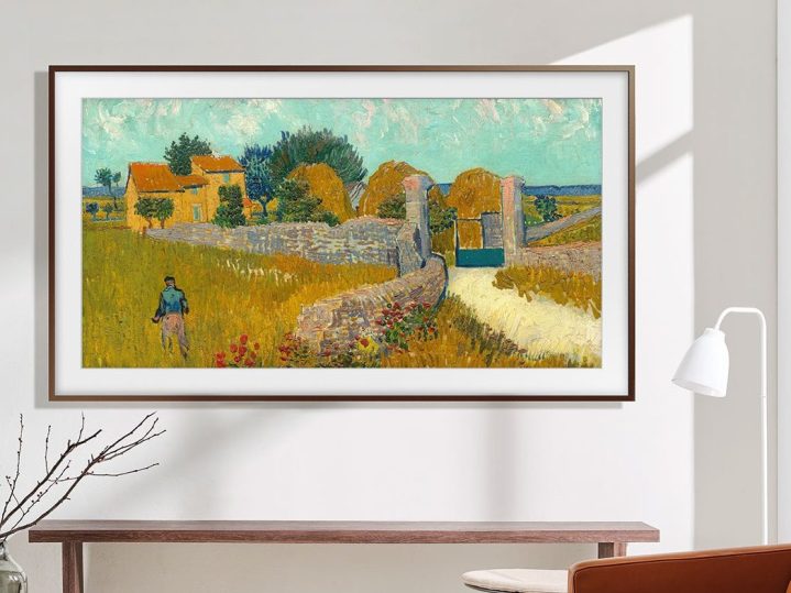A painting being displayed on a Samsung The Frame QLED.