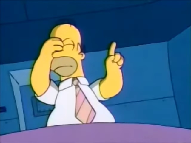 Homer antes de apertar um botão em "Os Simpsons".