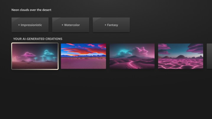An example of the tool to create AI-generated art on Amazon Fire TV.