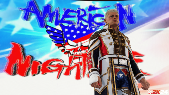 Cody Rhodes stands on a ramp in WWE 2K24.