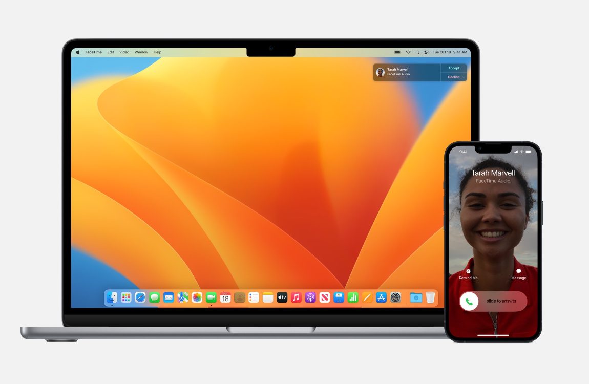 اسکرین شات Apple Continuity که مک و آیفون را در حال دریافت تماس نشان می دهد.
