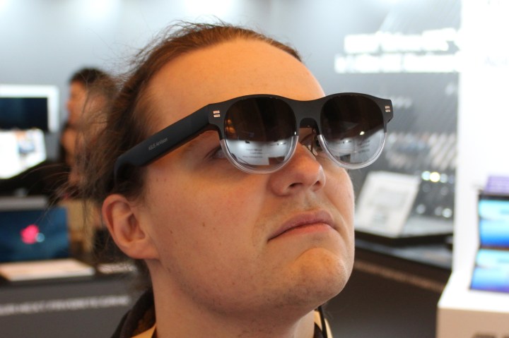 Jacob Roach wearing the Asus ROG AR glasses.