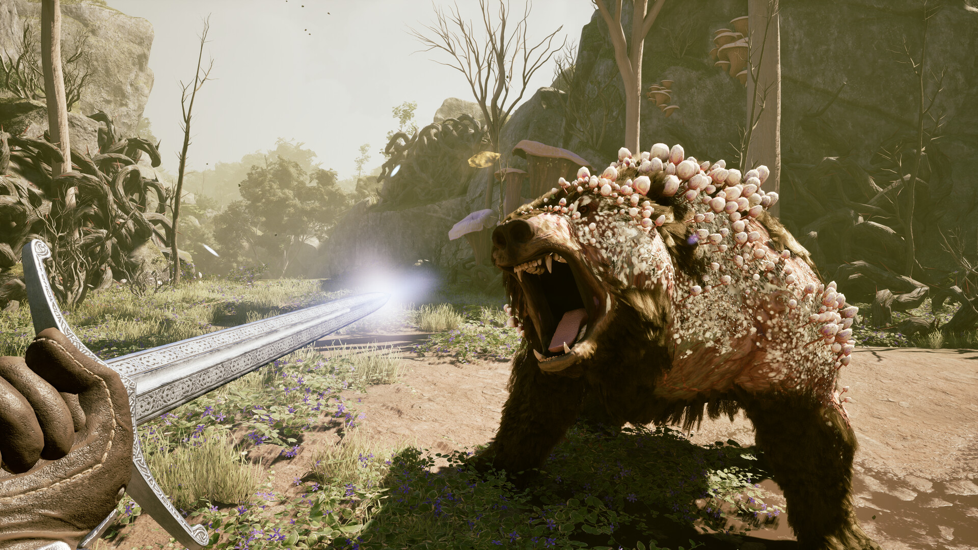 Fighting a giant fungal-infected bear in Avowed