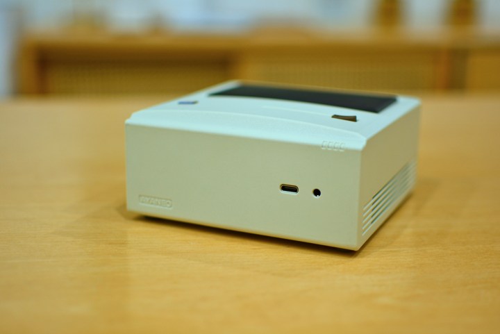 The front I/O ports on the Ayaneo Retro Mini PC AM01.