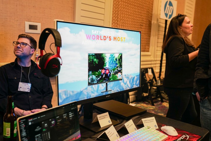 The HP Omen Transcend 32 gaming monitor at CES 2024.