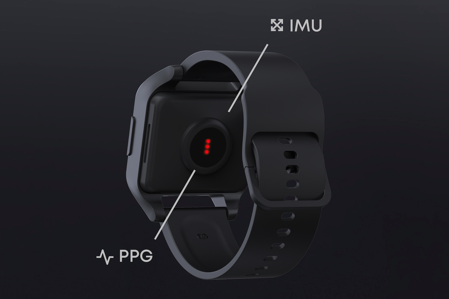 The back view of Doublepoint's reference smartwatch.