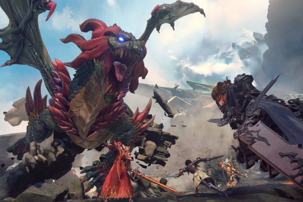 An RPG party fights a dragon in Granblue Fantasy: Relink.