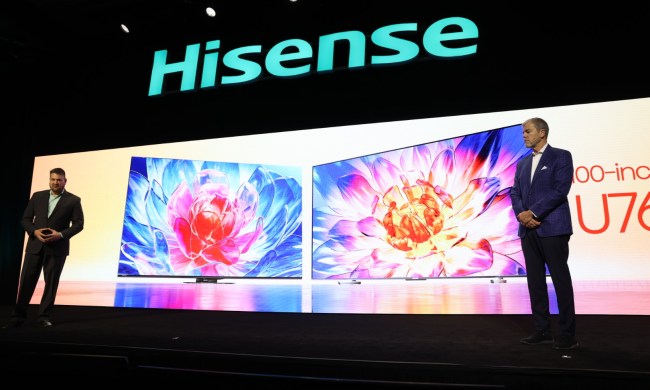 Hisense spokespeople present the company's new TVs at CES 2024.