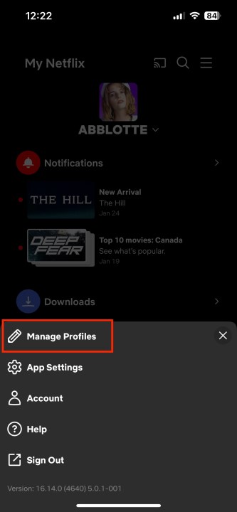 How to delete Netflix profiles from a mobile device.
