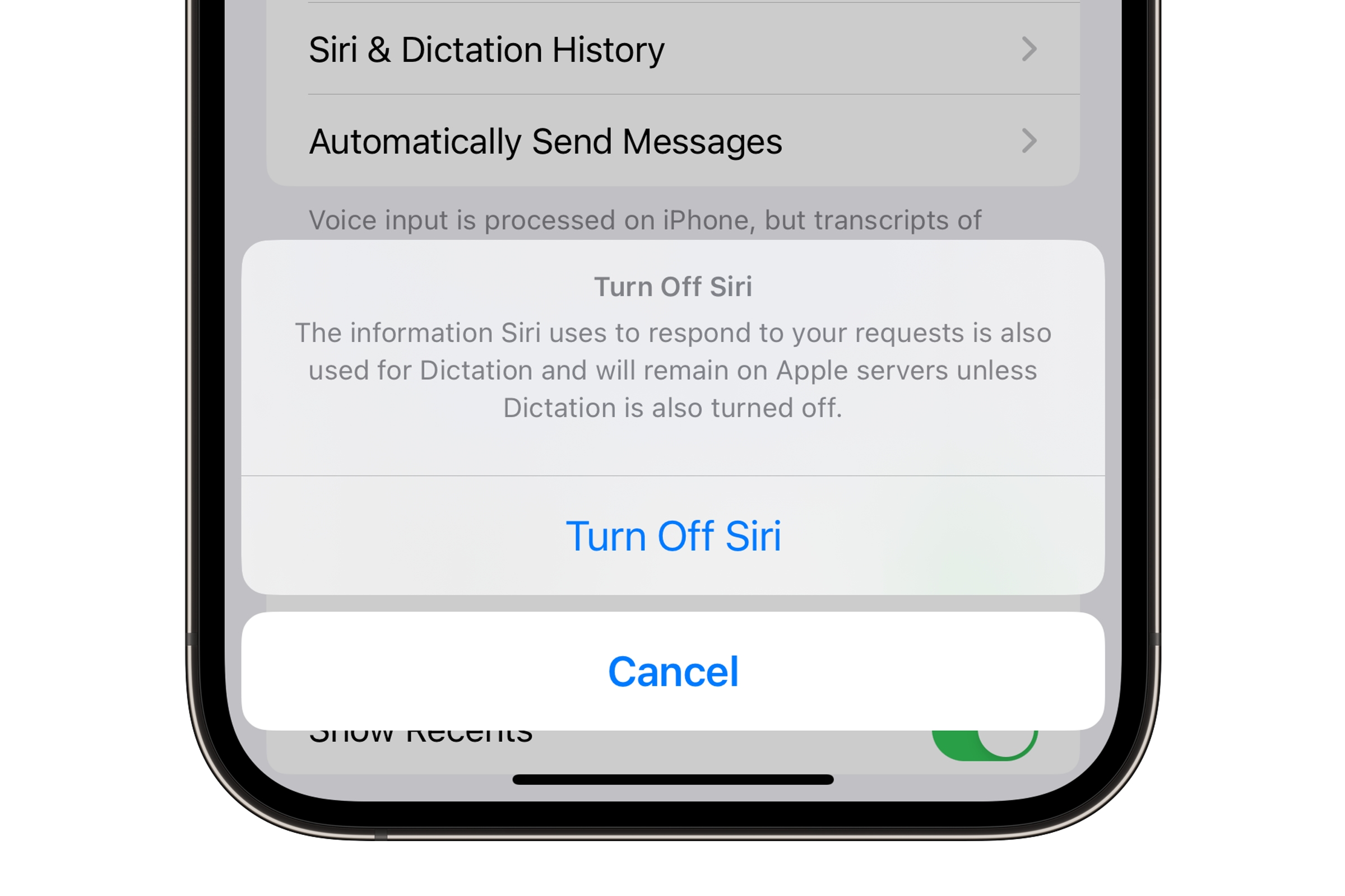 iPhone Turn Off Siri Confirmation.