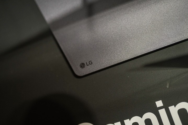 An LG Logo on the case of a monitor.
