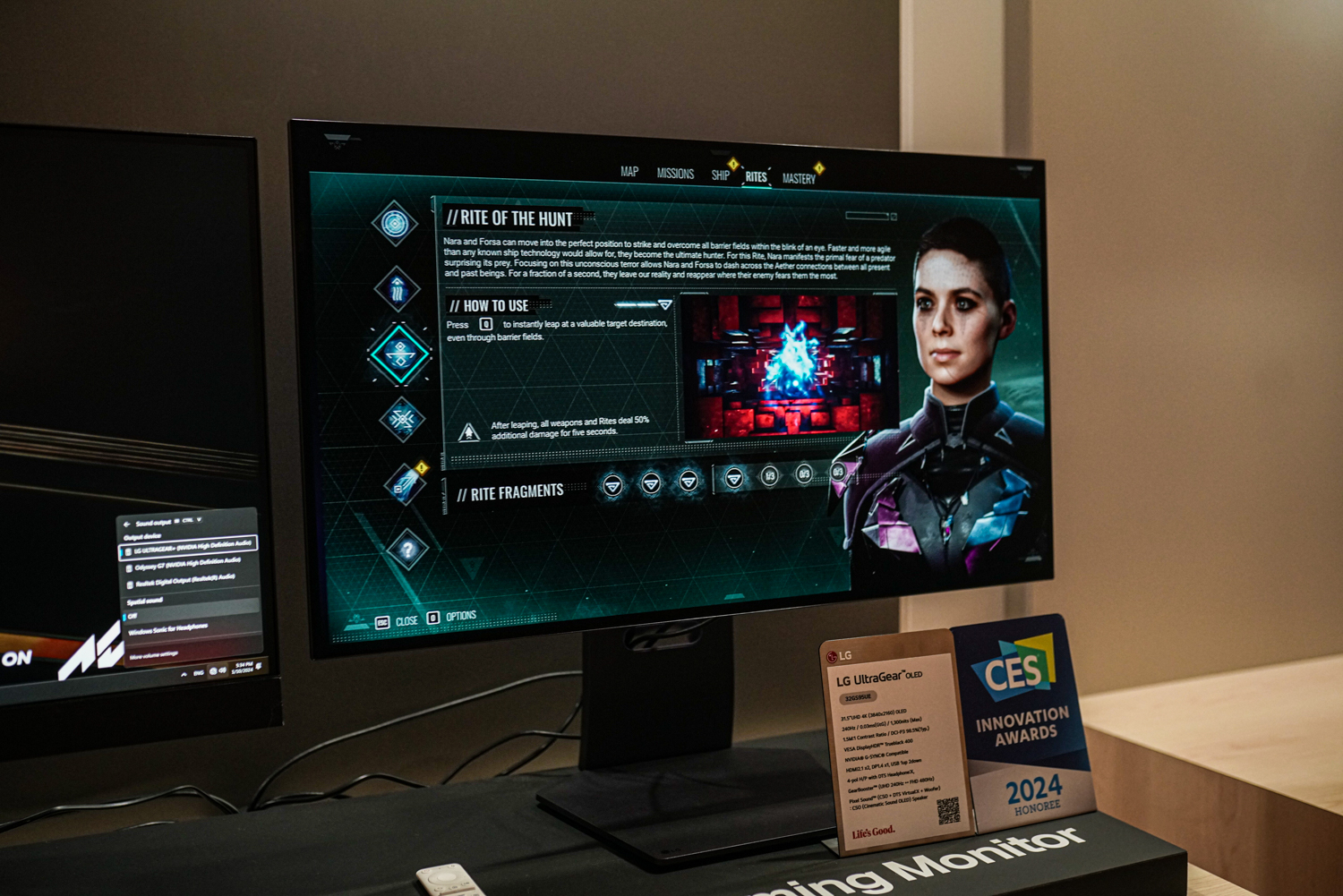 A game demo running on an LG OLED gaming monitor.