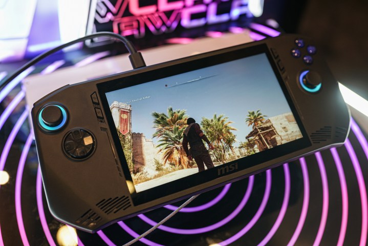 Assassin's Creed Mirage on the MSI Claw handheld.