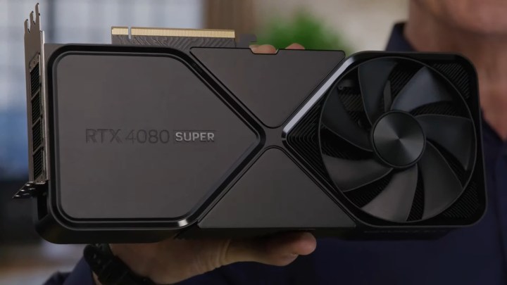 Jeff Fisher holding the RTX 4080 Super at CES 2024.