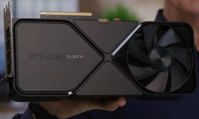 Jeff Fisher holding the RTX 4080 Super at CES 2024.