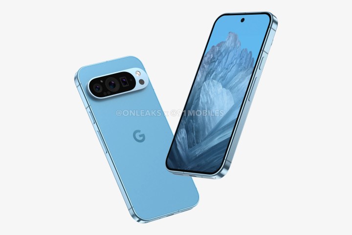 Front and rear profile of leaked Google Pixel 9 renders.