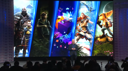 Jim Ryan talks about PlayStation on stage at CES 2023.