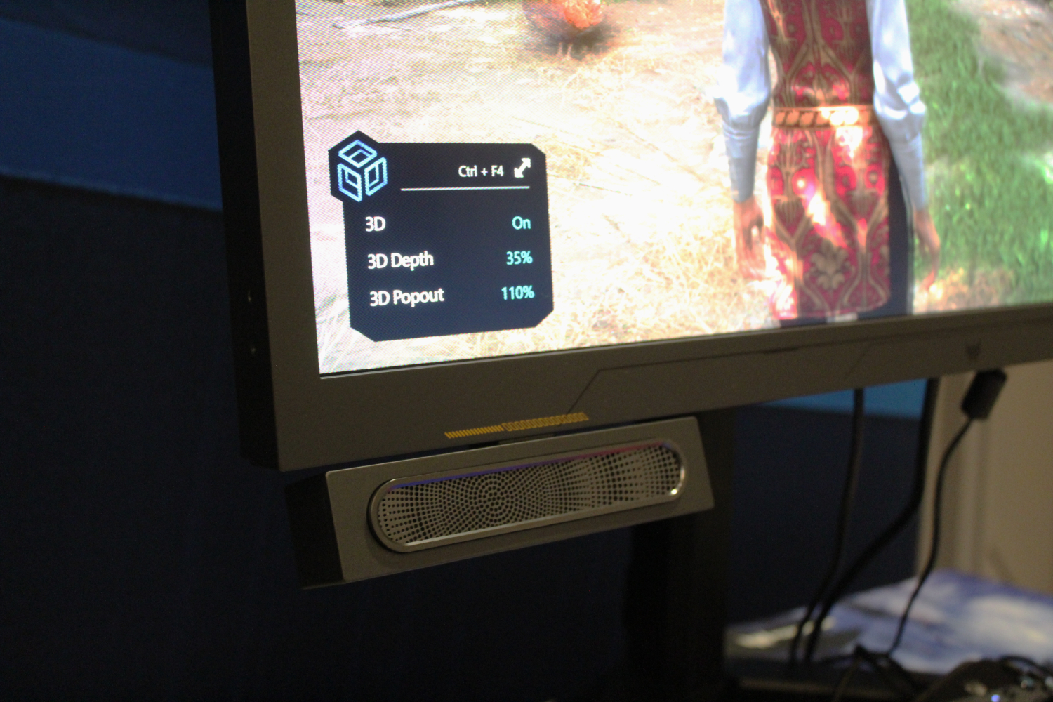 The 3D settings on the Predator SpatialLabs View 3D monitor.
