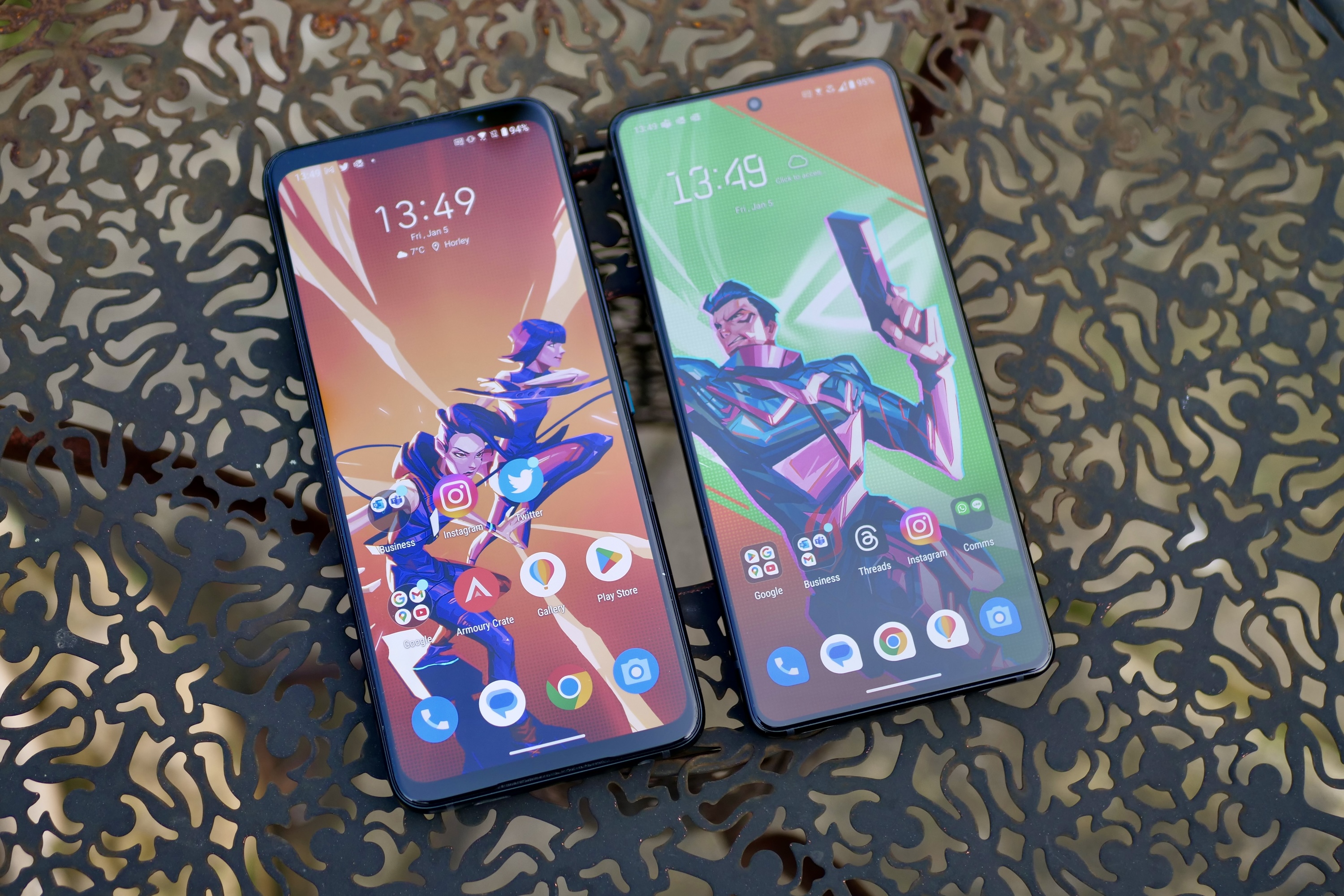 The Asus ROG Phone 7 Ultimate and ROG Phone 8 Pro's screens.