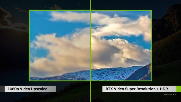 Ein Screenshot, der den Effekt von Nvidias RTX Video HDR zeigt.