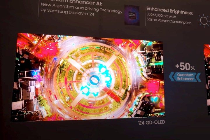 A QD-OLED display at Samsung Display's CES 2024 booth.