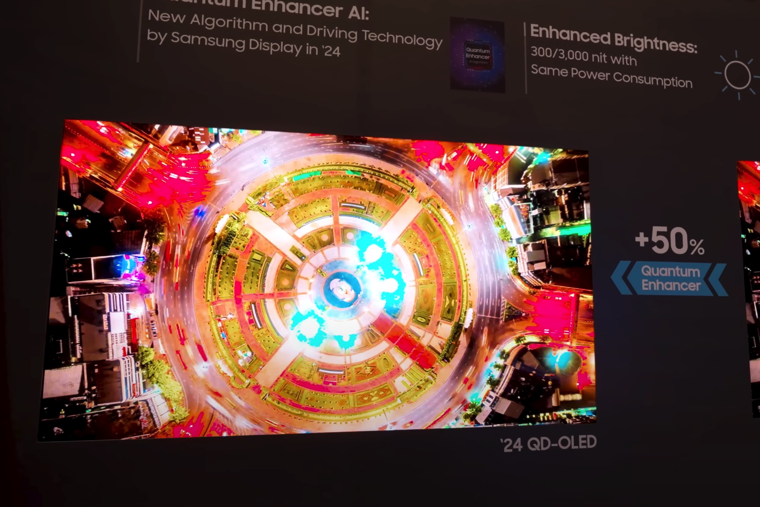 A QD-OLED display at Samsung Display's CES 2024 booth.