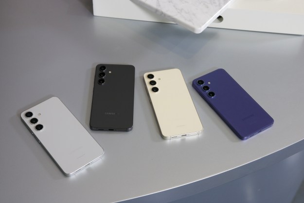 All four colors of the Samsung Galaxy S24 laying face-down on a table.