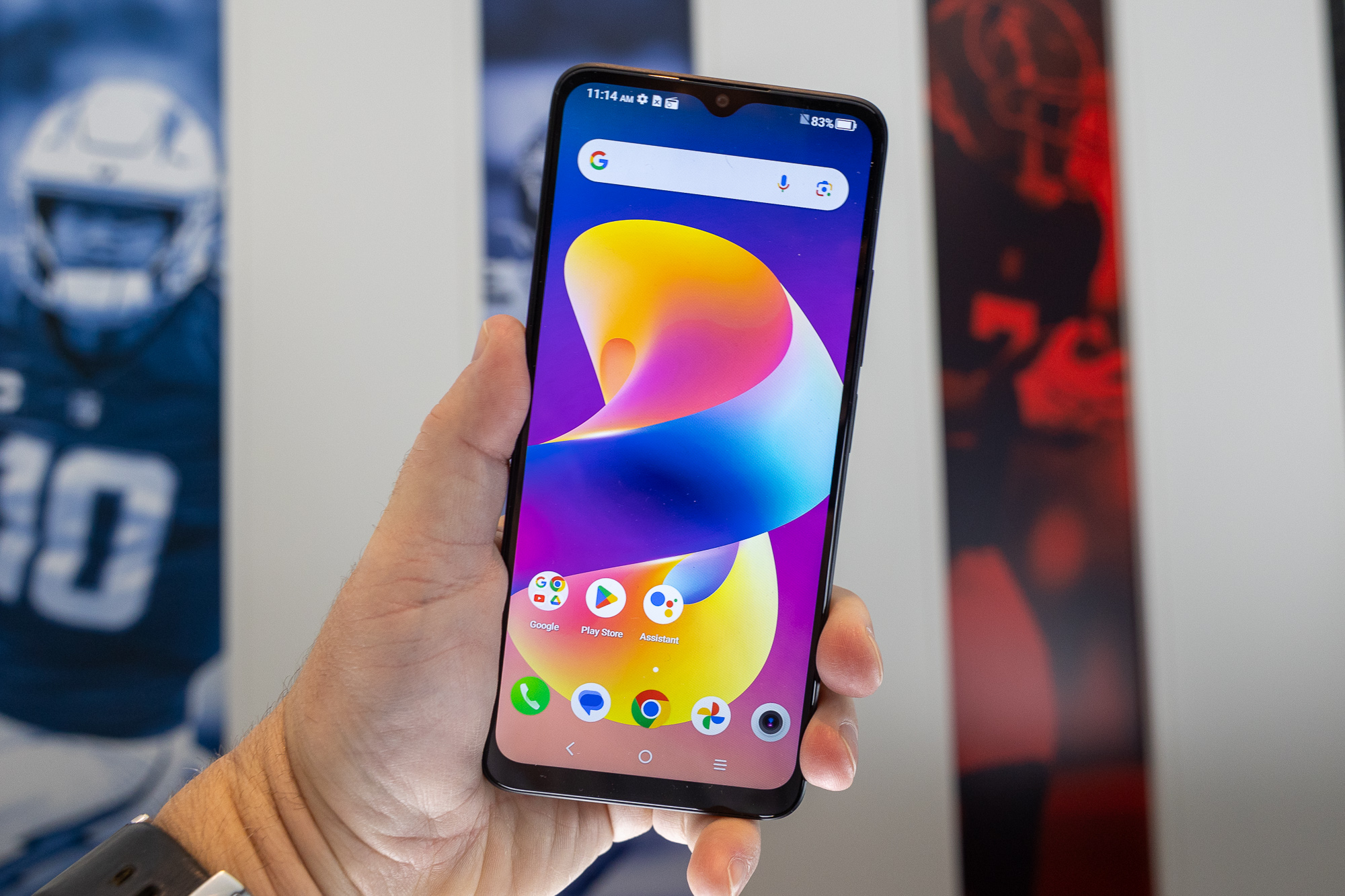 Someone holding the TCL 50 LE smartphone at CES 2024.